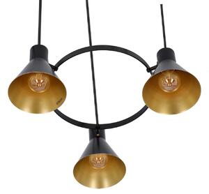 Candellux Černo-zlatý závěsný lustr More pro žárovku 3x E27 33-71156