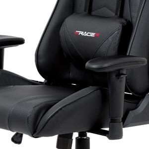 Kancelářská židle houpací mech., černá koženka, plast. kříž - KA-F03 BK