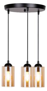 Candellux Černo-hnědý závěsný lustr Bistro pro žárovku 3x E27 s kulatou základnou 33-00576