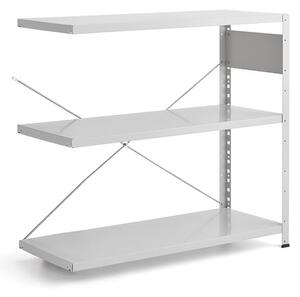 AJ Produkty Kovový regál IDEAL, přídavná sekce, 920x1005x400 mm, šedá