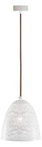 Candellux Bílý závěsný lustr Bene pro žárovku E27 se stínidlem ve tvaru kužele délky 210mm 31-70340
