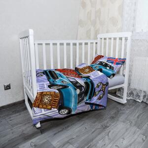 Sablio Mikroplyšové dětské povlečení do postýlky Mini sedan Londýn - 120x90 / 40x60