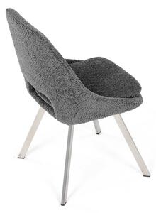 Elegantní šedá jídelní židle RINA s broušenými kovovými nohami (vzorek z prodejny)