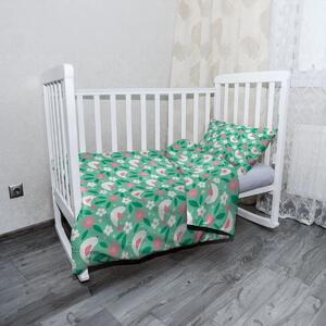Sablio Mikroplyšové dětské povlečení do postýlky Květiny a ptáčci - 120x90 / 40x60