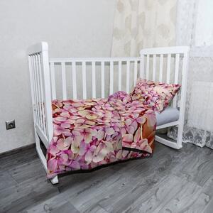 Sablio Mikroplyšové dětské povlečení do postýlky Růžové květy - 130x90 / 40x60