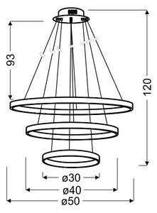Candellux Zlaté závěsné LED svítidlo Lune kulaté 50cm 60W 33-76397