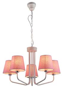 Candellux Růžový závěsný lustr York Ledea pro žárovku 5x E14 50205094