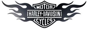Dřevěná nástěnná dekorace Harley Davidson oheň černý
