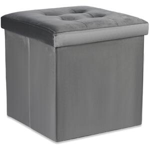 Šedý skládací taburet ZAREX VELVET L