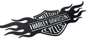 Dřevěná nástěnná dekorace Harley Davidson oheň černý