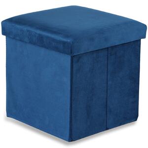 Modrý skládací taburet CUBEXO VELVET M