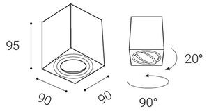 LED2 1160131 Box, bílé stropní čtvercové bodové svítidlo, 6W LED 3000K, 9x9x9,5cm