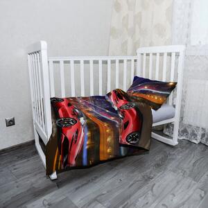Sablio Mikroplyšové dětské povlečení do postýlky Ferrari na ulici - 120x90 / 40x60