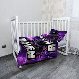 Sablio Mikroplyšové dětské povlečení do postýlky FORTNITE RAVEN Fialová bouře - 120x90 / 40x60