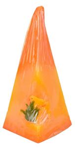 Svíčka pyramida oranžová s kuřátkem 14,5x6x6 cm
