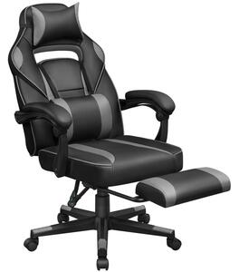SONGMICS Herní židle nastavitelná, ergonomická, opěrka beder a hlavy, černá, šedá