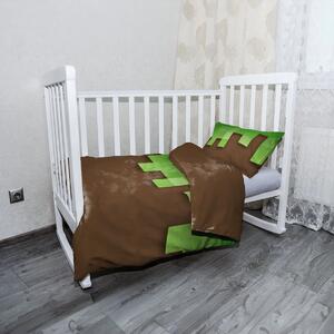 Sablio Mikroplyšové dětské povlečení do postýlky Green Blocks 2 - 120x90 / 40x60