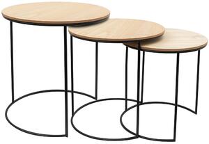 Tutumi - Drátěný příruční stolek - přírodní/černá - 44x44x45 cm - set 3 ks