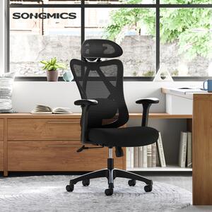 SONGMICS Kancelářská židle ergonomická, nastavitelná výška, loketní opěrky, síťovaná