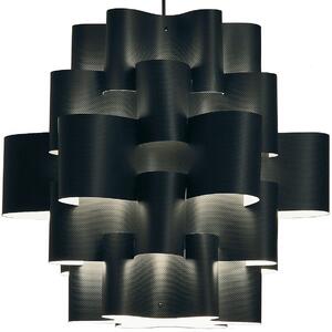Quadrifoglio Group Sun, designové svítidlo z černého textilu, 3x10W LED E27, průměr 75cm