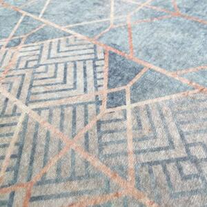 Makro Abra Moderní kusový koberec protiskluzový Horeca-New 108 Geometrický modrý Rozměr: 60x100 cm