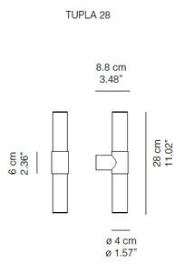 Quadrifoglio Group Tupla 28, koupelnové svítidlo z hliníku, 2x4,3W LED 2700K, výška 28cm, IP44