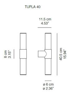 Quadrifoglio Group Tupla 40, koupelnové svítidlo z hliníku, 2x8,7W LED 2700K stmívatelné, výška 40cm, IP44
