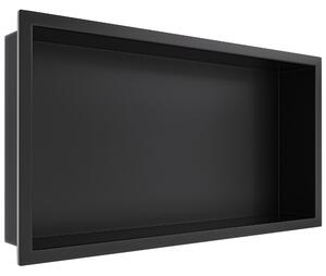 CERANO - Zápustná polička s okrajem do obkladu - černá matná - 60x30x10 cm