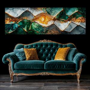 Obraz na plátně - Zlatý dotek ve Smaragdu FeelHappy.cz Velikost obrazu: 150 x 50 cm