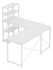 Rohový pracovní stůl s policemi Leader 5.9 bílý