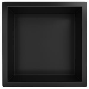 CERANO - Zápustná polička s okrajem do obkladu - černá matná - 30x30x10 cm