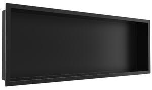 CERANO - Zápustná polička s okrajem do obkladu - černá matná - 90x30x10 cm