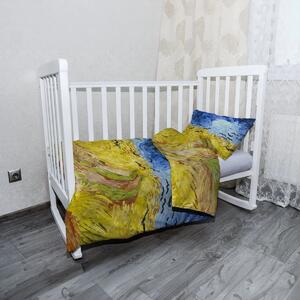 Sablio Mikroplyšové dětské povlečení do postýlky Pšeničné pole s vránami - Vincent van Gogh - 120x90 / 40x60