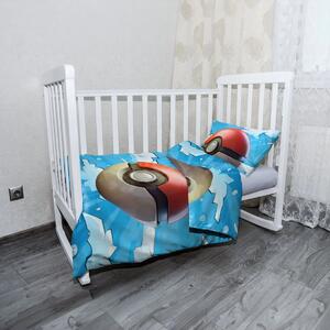 Sablio Mikroplyšové dětské povlečení do postýlky Pokemon ball Obloha - 120x90 / 40x60