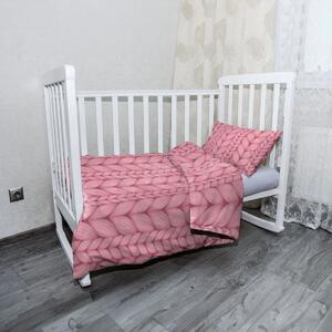 Sablio Mikroplyšové dětské povlečení do postýlky Růžové pletení - 130x90 / 40x60