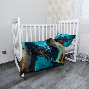 Sablio Mikroplyšové dětské povlečení do postýlky Vrak dřevěné lodi na dně moře - 120x90 / 40x60