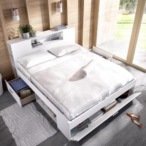 Manželská postel s úložným prostorem Lanka white