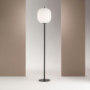 Fabas 3689-10-101 Domizia, stojací lampa se stmívačem, černý kov/bílé sklo, 1xE27, výška 178cm