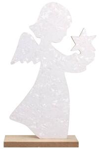 Vánoční anděl dřevěný bílý 21 cm