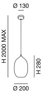 Fabas 3519-40-126 Infinity, černé závěsné svítidlo kov/kouřové sklo, 1xE27, průměr 20cm