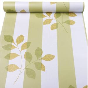 Samolepící fólie zelené pruhy s listím 45 cm x 10 m
