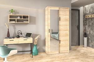 Šatní skříň se zrcadlem 100 cm AUREVIA - dub sonoma