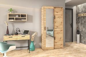 Šatní skříň se zrcadlem 100 cm AUREVIA - dub artisan