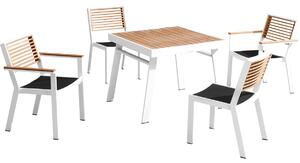 Zahradní 4 místná jídelní souprava YORK WHITE BLACK Exteriér | Zahradní jídelní sestavy