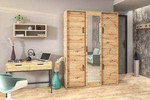 Prostorná šatní skříň se zrcadlem 150 cm AUREVIA - dub artisan