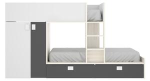 Patrová postel s šatní skříní Matt graphite, white