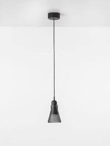 Brokis PC00897_103 Shadows, závěsné svítidlo z foukaného skla, opalinové sklo/ černý dub/ černý kabel, 5W LED, prům. 10,8cm