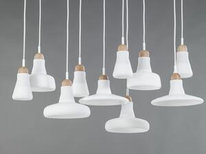 Brokis PC00921_034 Shadows set rectangular large, závěsné svítidlo, foukané matně bílé sklo - lakovaný dub - bílý kabel, 10x5W LED GU10 dim, 100x36cm