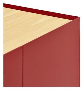 Červená nízká komoda v dekoru dubu 165x78 cm Arista – Teulat