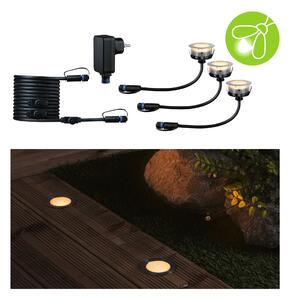 Paulmann 94722 Plug&Shine Floor, základní set zápustných svítidel do terasy 3x2W LED 2200K stmívatelné, stříbrná, IP67